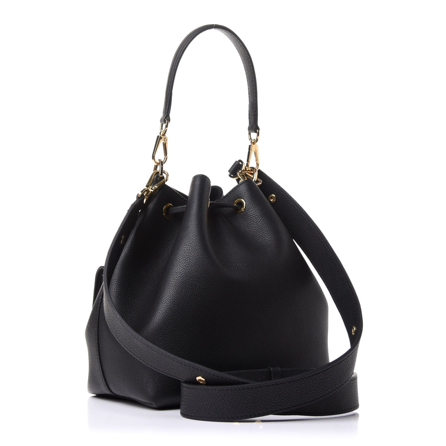 Louis Vuitton Calfskin Lockme Bucket MM Black 2 of 9