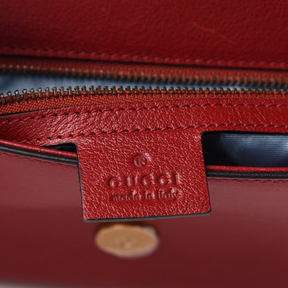 Gucci Calfskin Diagonal GG Medium Thiara Double Envelope Shoulder Bag Black Red 9 of 10