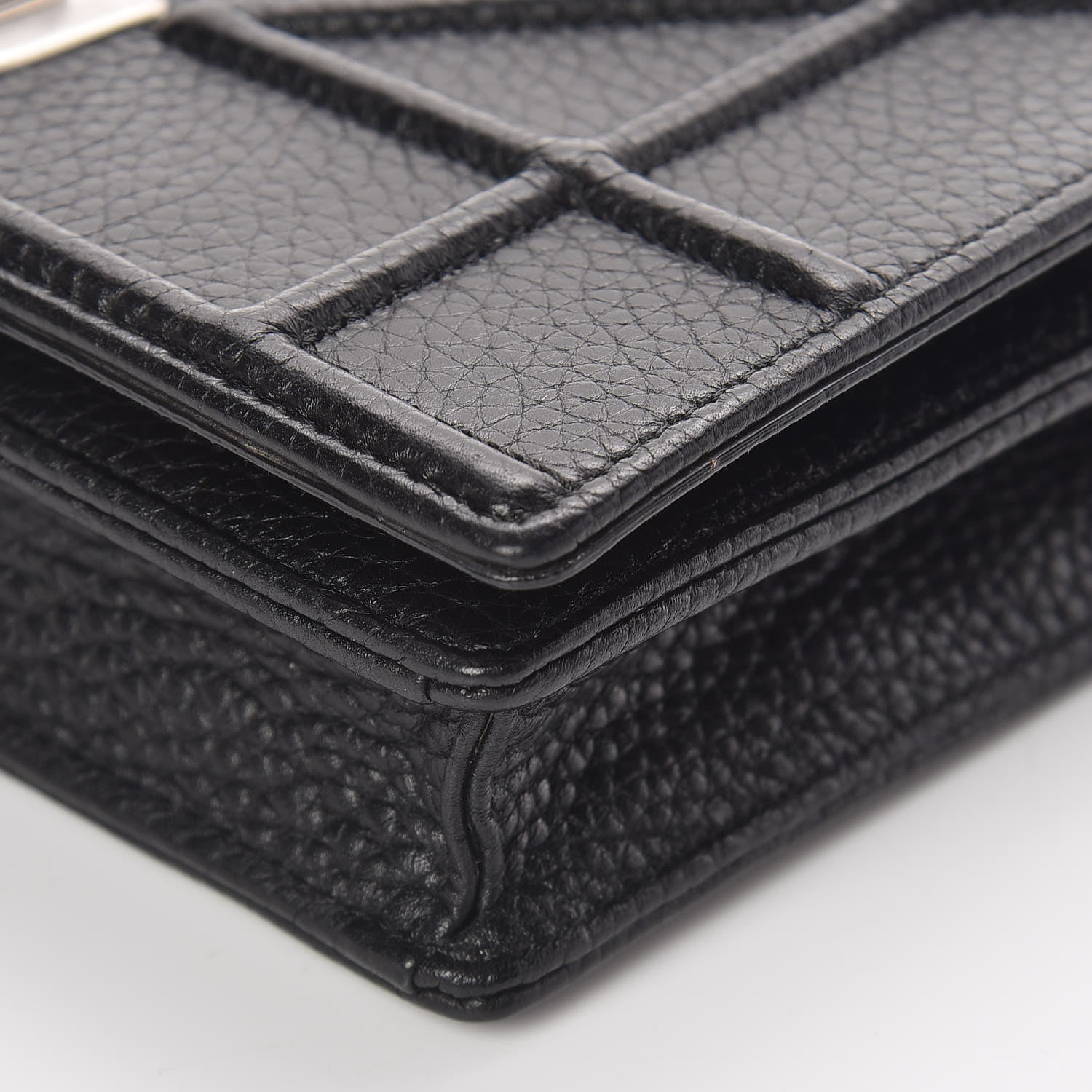 Christian Dior Grained Calfskin Diorama Wallet on Chain Pouch Black 8 of 8