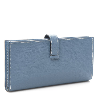 Hermes Epsom Bearn Gusset Wallet Blue Jean 3 of 7