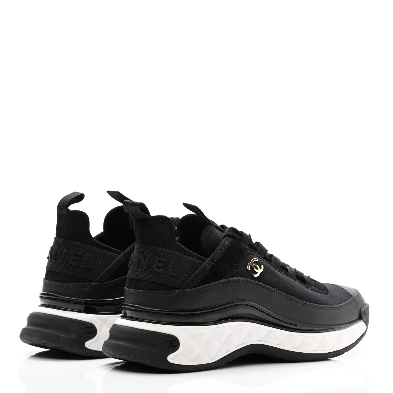 Chanel Velvet Calfskin Mixed Fibers CC Sneakers 39.5 Black 3 of 8