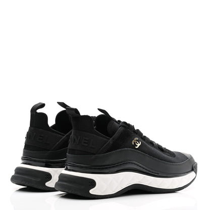 Chanel Velvet Calfskin Mixed Fibers CC Sneakers 39.5 Black 3 of 8