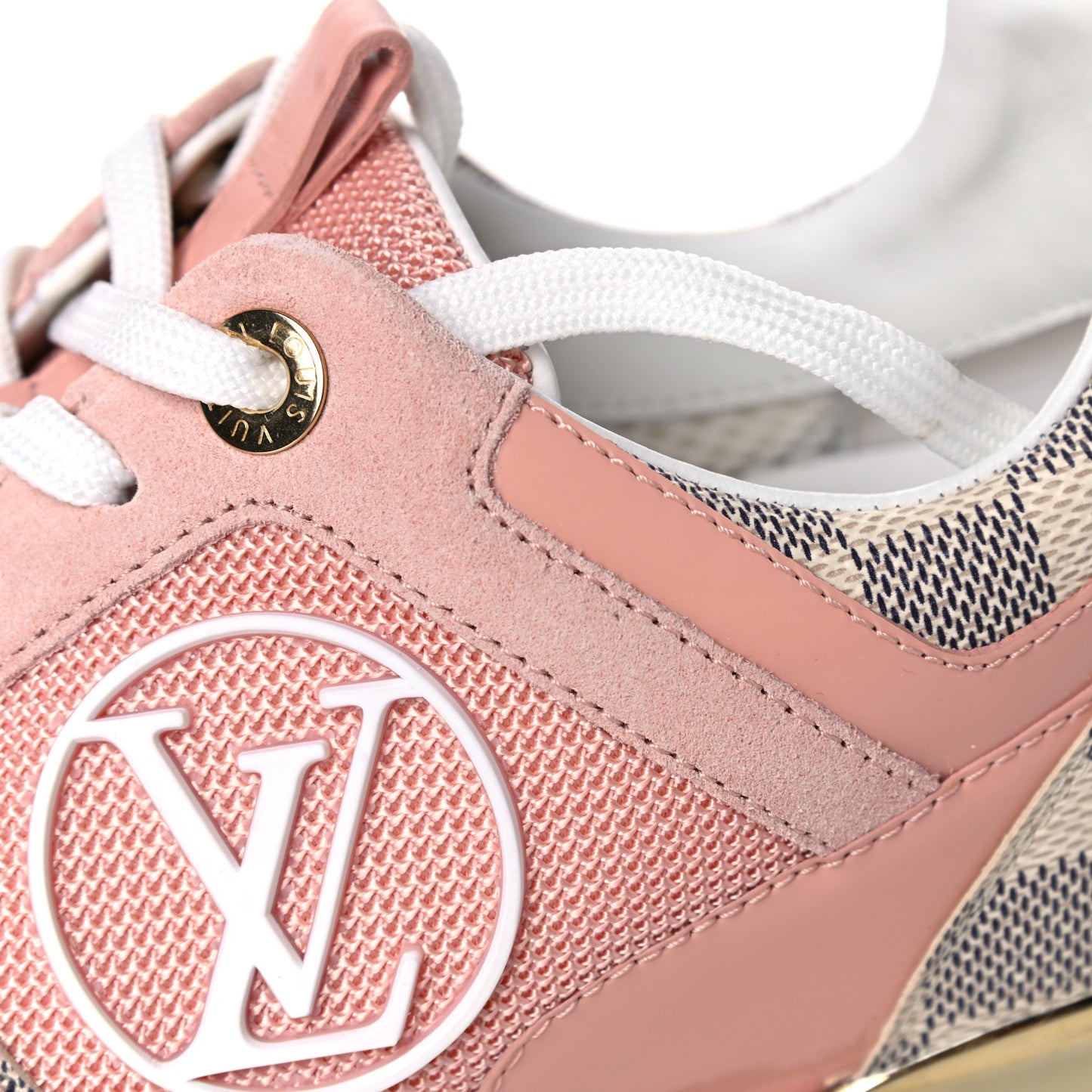 Suede Damier Azur Run Away Sneakers 35.5 Pink