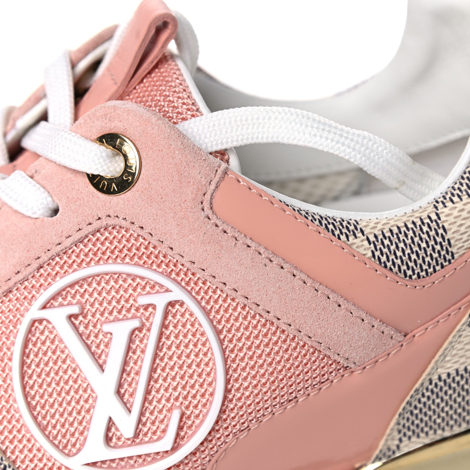 Louis Vuitton Suede Damier Azur Run Away Sneakers 35.5 Pink 8 of 9