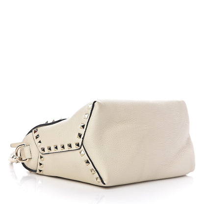 Valentino Garavani Pebbled Calfskin Rockstud Single Handle Flap Bag Light Ivory 4 of 15