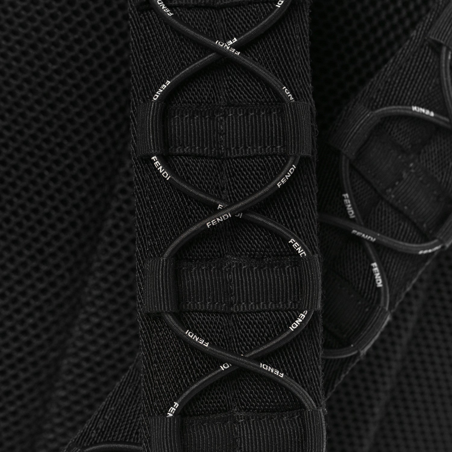 Fendi X SARAH COLEMAN Fabric Jacquard Vitello Grace Light Woven Lanyard FF Vertigo Pouch Pocket Backpack Tobacco Moro Black 10 of 10