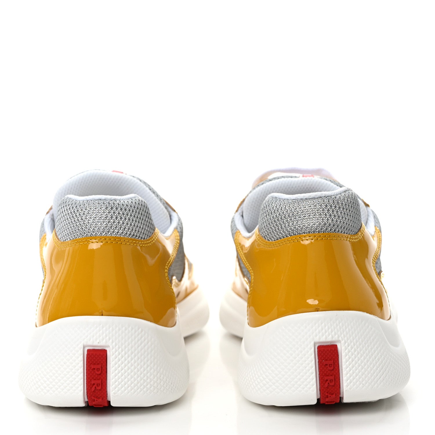Prada Patent America's Cup Patchwork Sneakers 9 Gold Silver 5 of 10