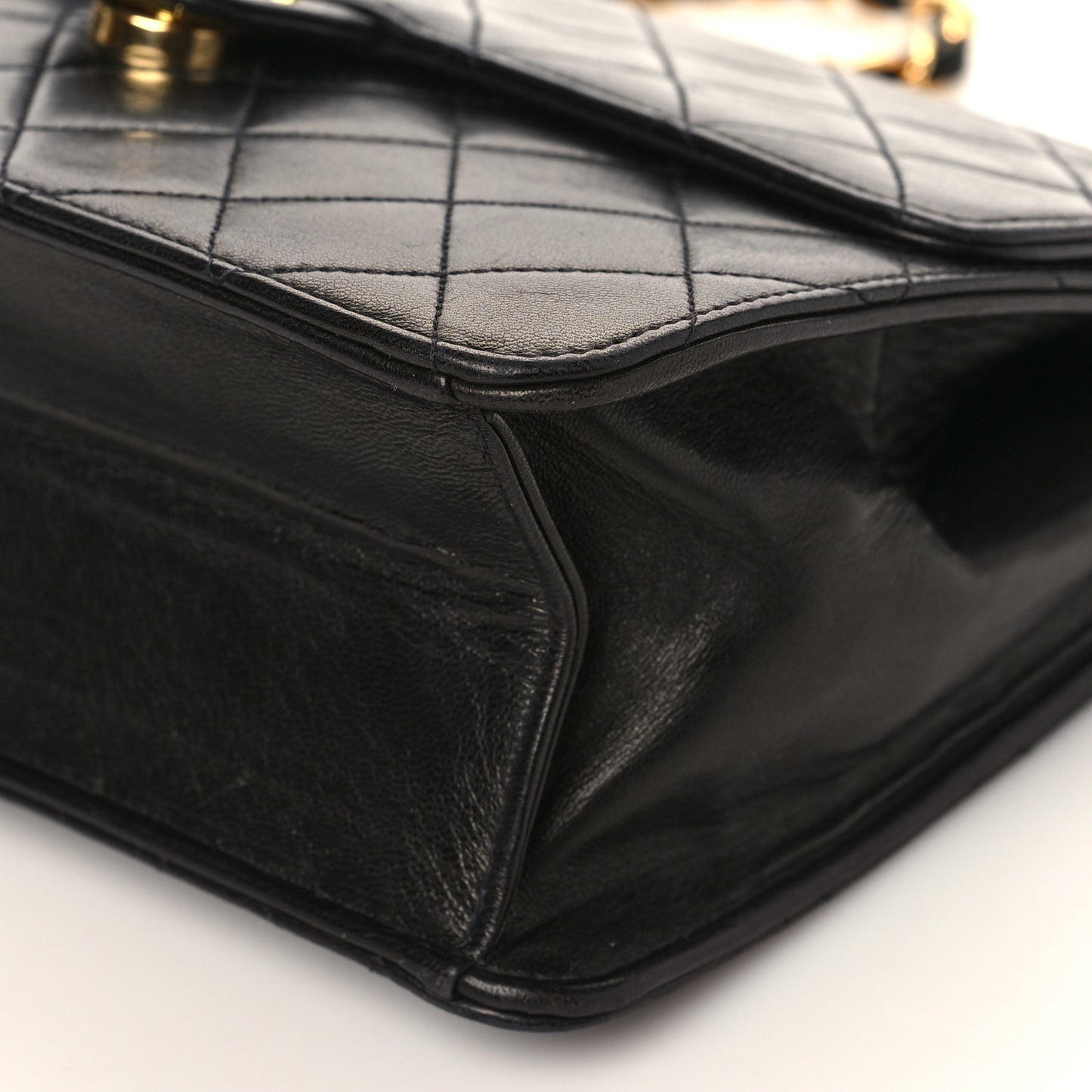Lambskin Quilted Small Single Flap Black