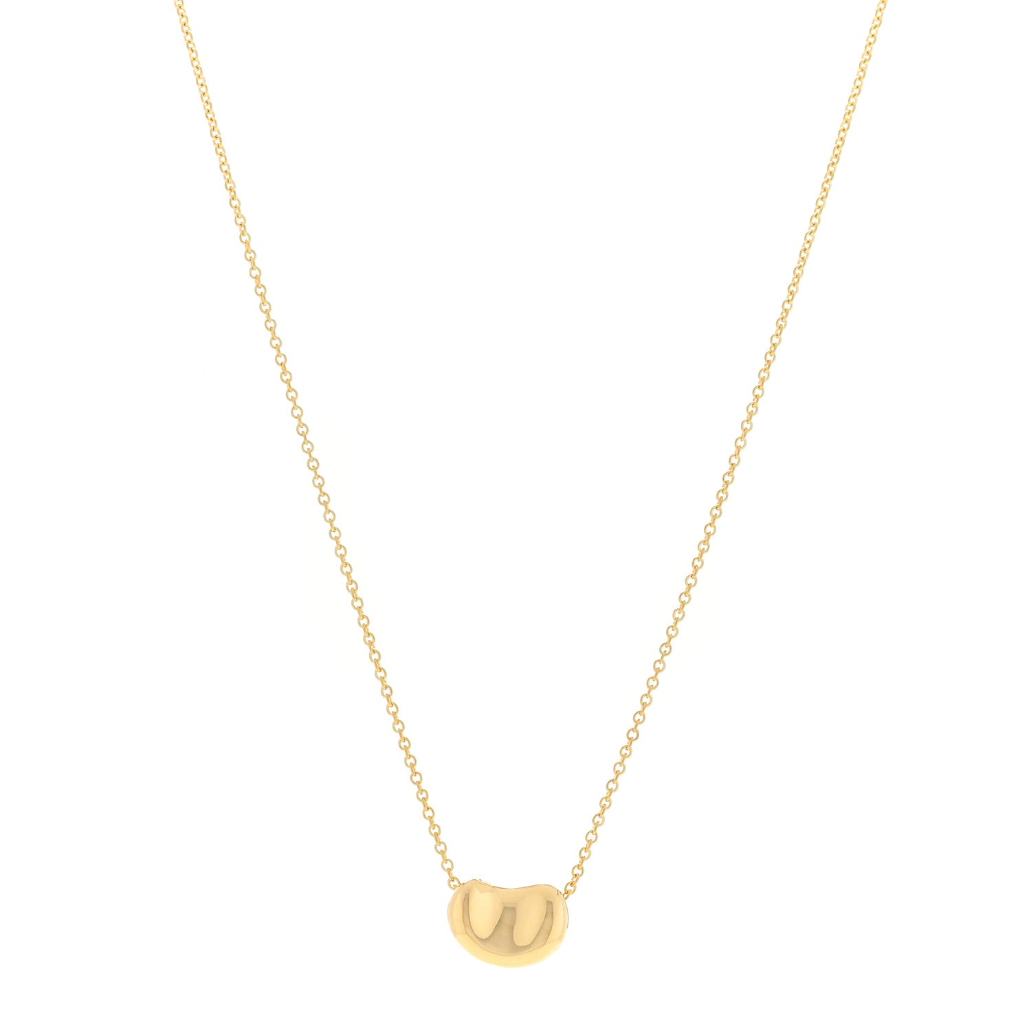 Tiffany 18K Yellow Gold 11mm Elsa Peretti Bean Pendant Necklace 2 of 4