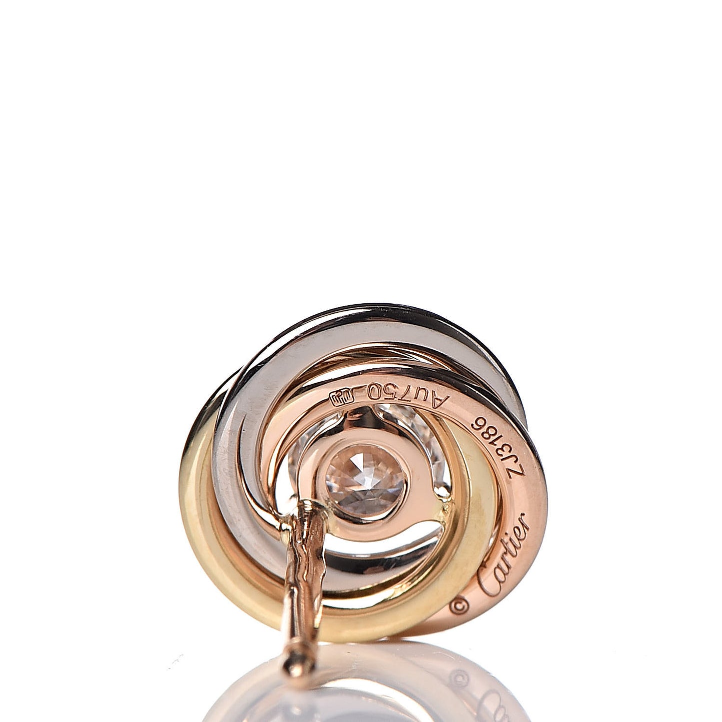 18K Pink Yellow White Gold Diamond .36ctw Trinity De Cartier Stud Earrings
