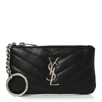 Saint Laurent Calfskin Matelasse Monogram Key Pouch Black 1 of 7