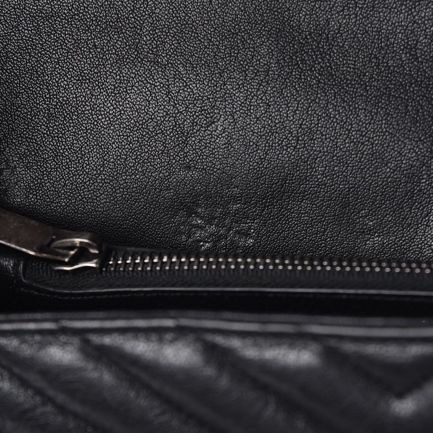 Sheepskin Matelasse Chevron Monogram Large College Satchel Black
