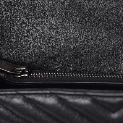 Saint Laurent Sheepskin Matelasse Chevron Monogram Large College Satchel Black 8 of 12