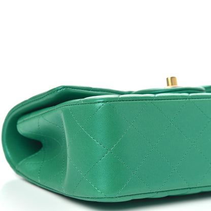 Chanel Iridescent Lambskin Quilted Mini Top Handle Rectangular Flap Green 9 of 11