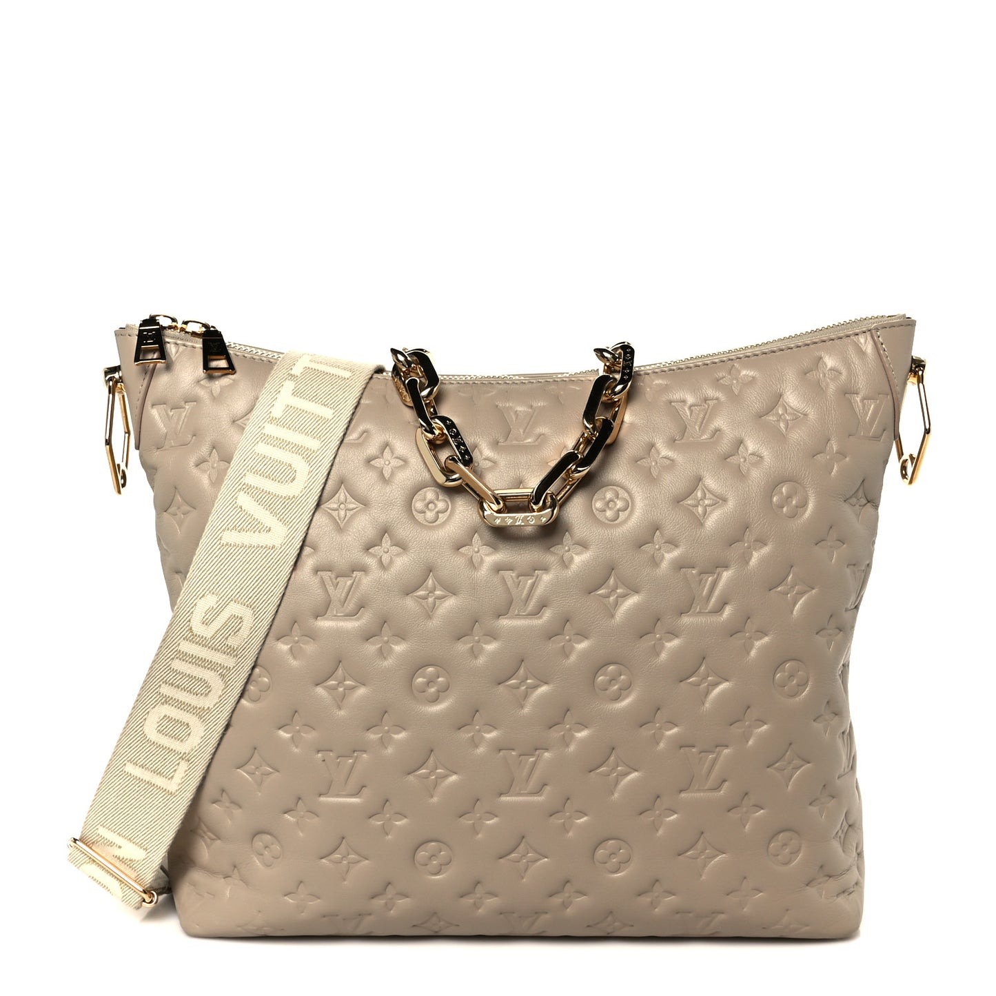 Lambskin Embossed Monogram Coussin Hobo MM Galet