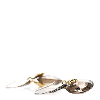 David Yurman Sterling Silver 18K Yellow Gold Smoky Quartz Capri Drop Earrings 3 of 4
