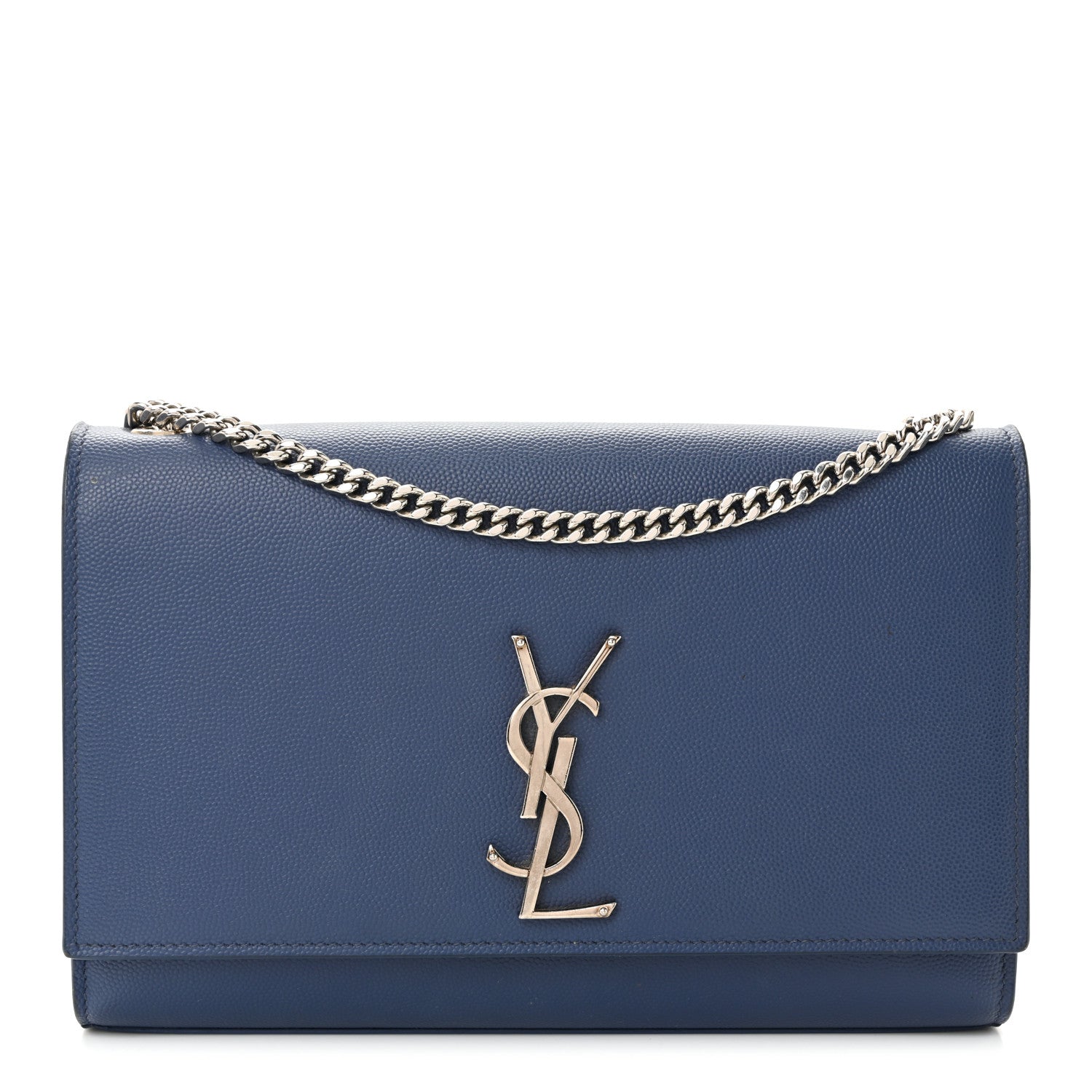 Saint Laurent Grain De Poudre Medium Classic Monogram Kate Satchel Blue Charron 1 of 12