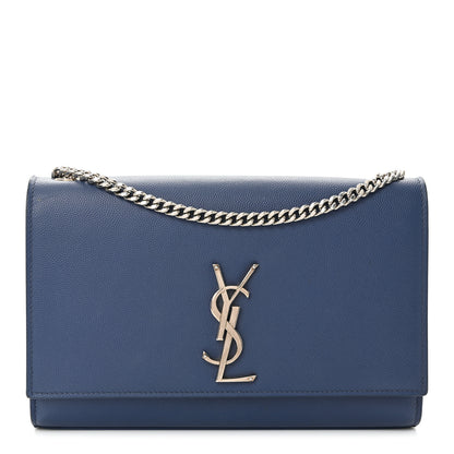Saint Laurent Grain De Poudre Medium Classic Monogram Kate Satchel Blue Charron 1 of 12