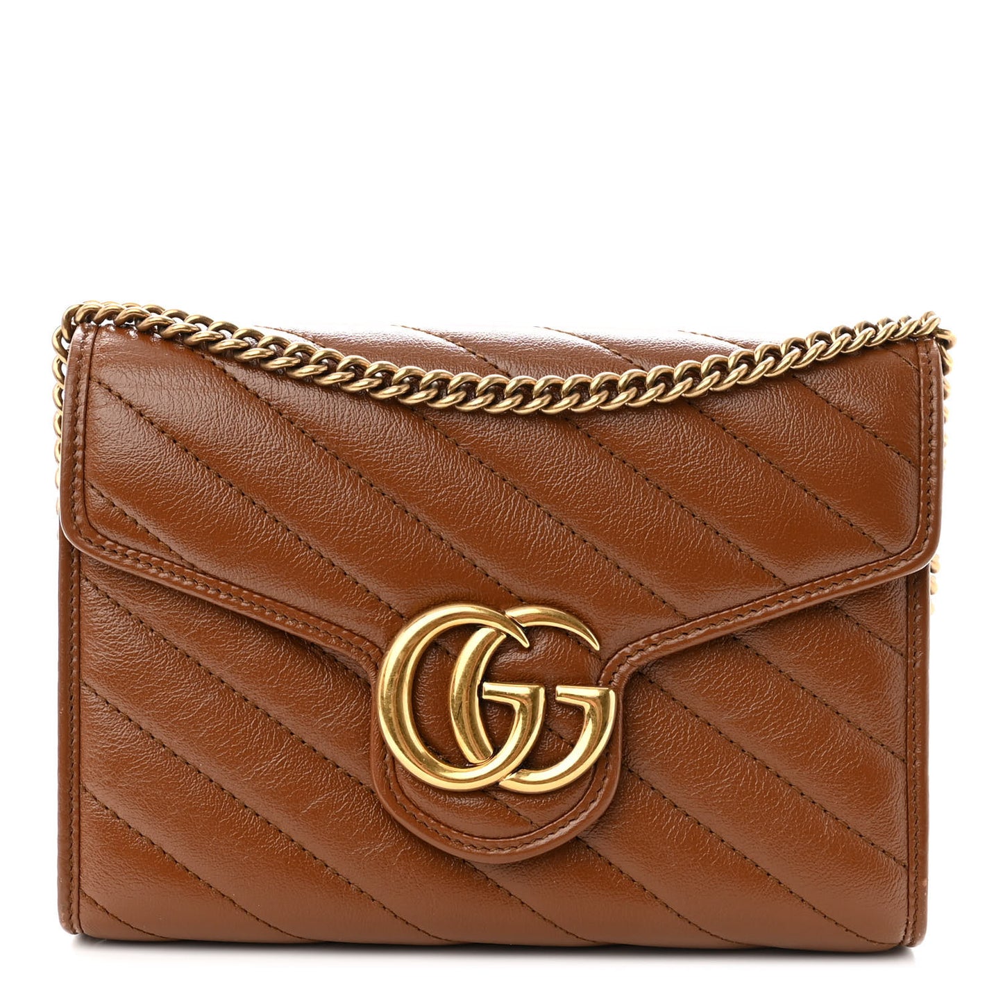Azalea Calfskin Matelasse Diagonal GG Marmont Chain Wallet Cuir