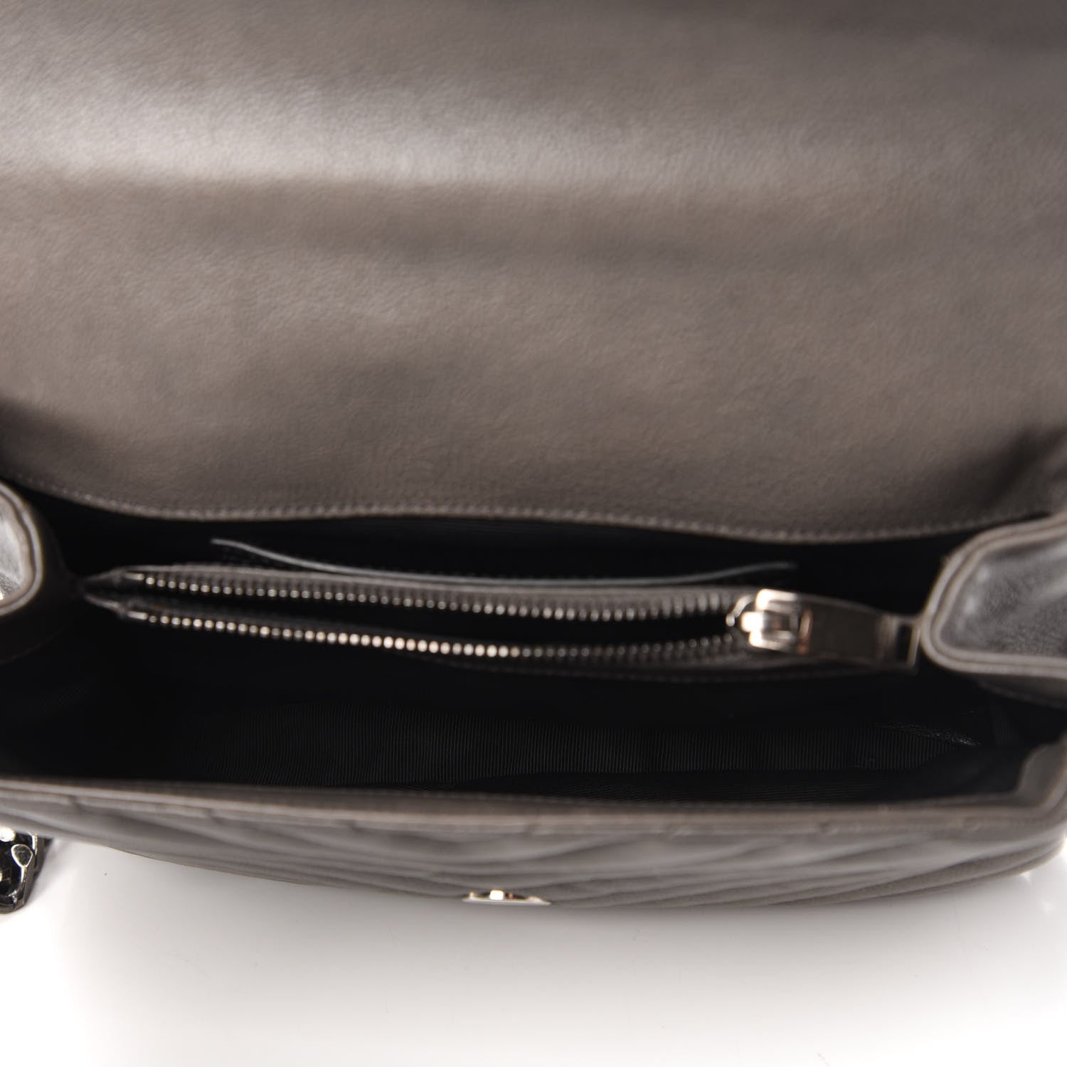 Saint Laurent Sheepskin Matelasse Chevron Monogram Medium College Bag Light Coal 5 of 9