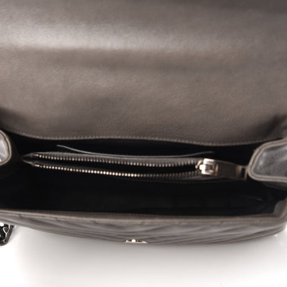 Saint Laurent Sheepskin Matelasse Chevron Monogram Medium College Bag Light Coal 5 of 9
