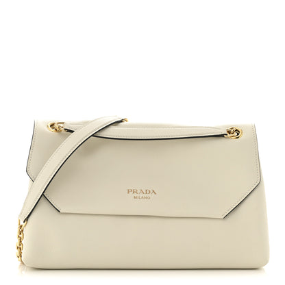 Prada Soft Grain Calfskin Medium Doux Shoulder Bag White 1 of 12