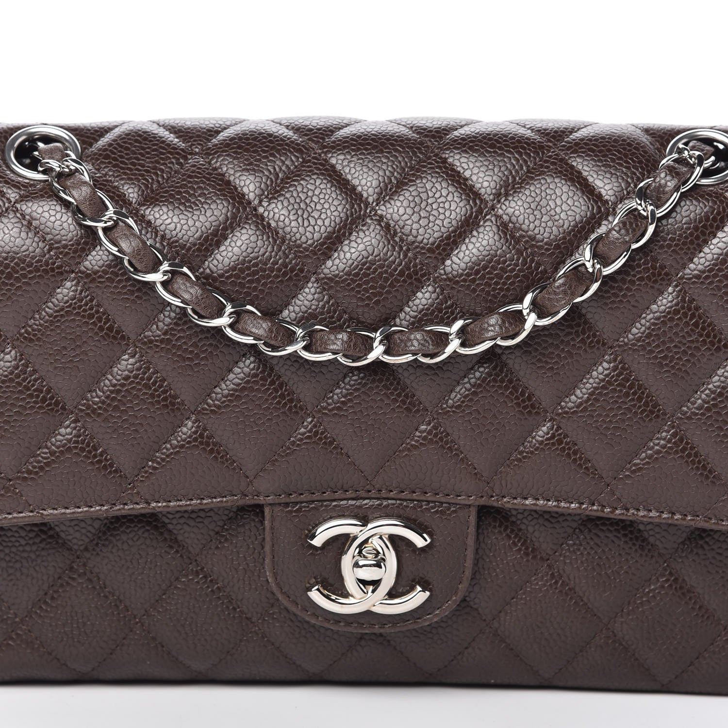 Chanel Caviar Quilted Medium Double Flap Brown 10 of 10