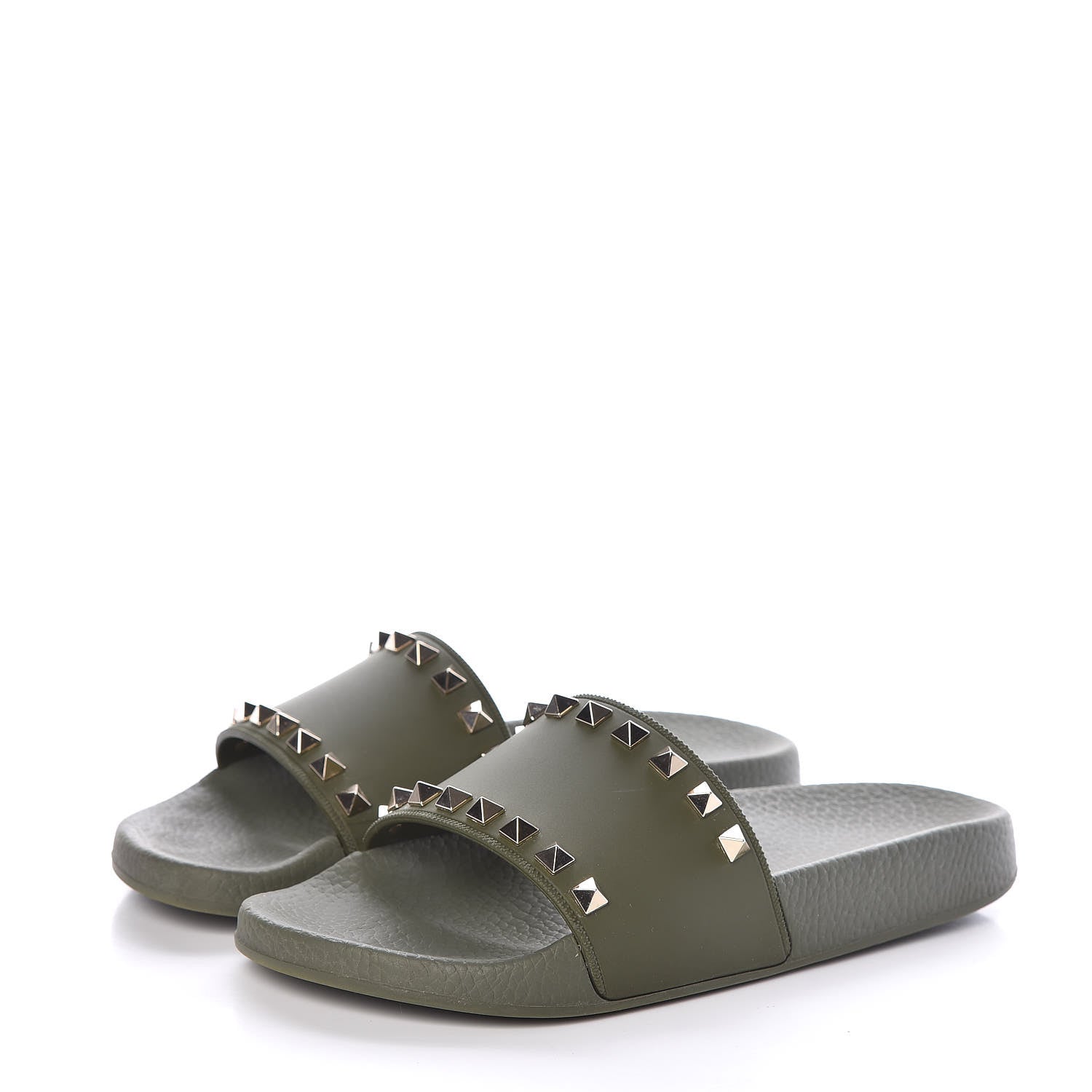 Valentino Garavani Rubber Rockstud Slide Sandals 36 Oasis 3 of 10