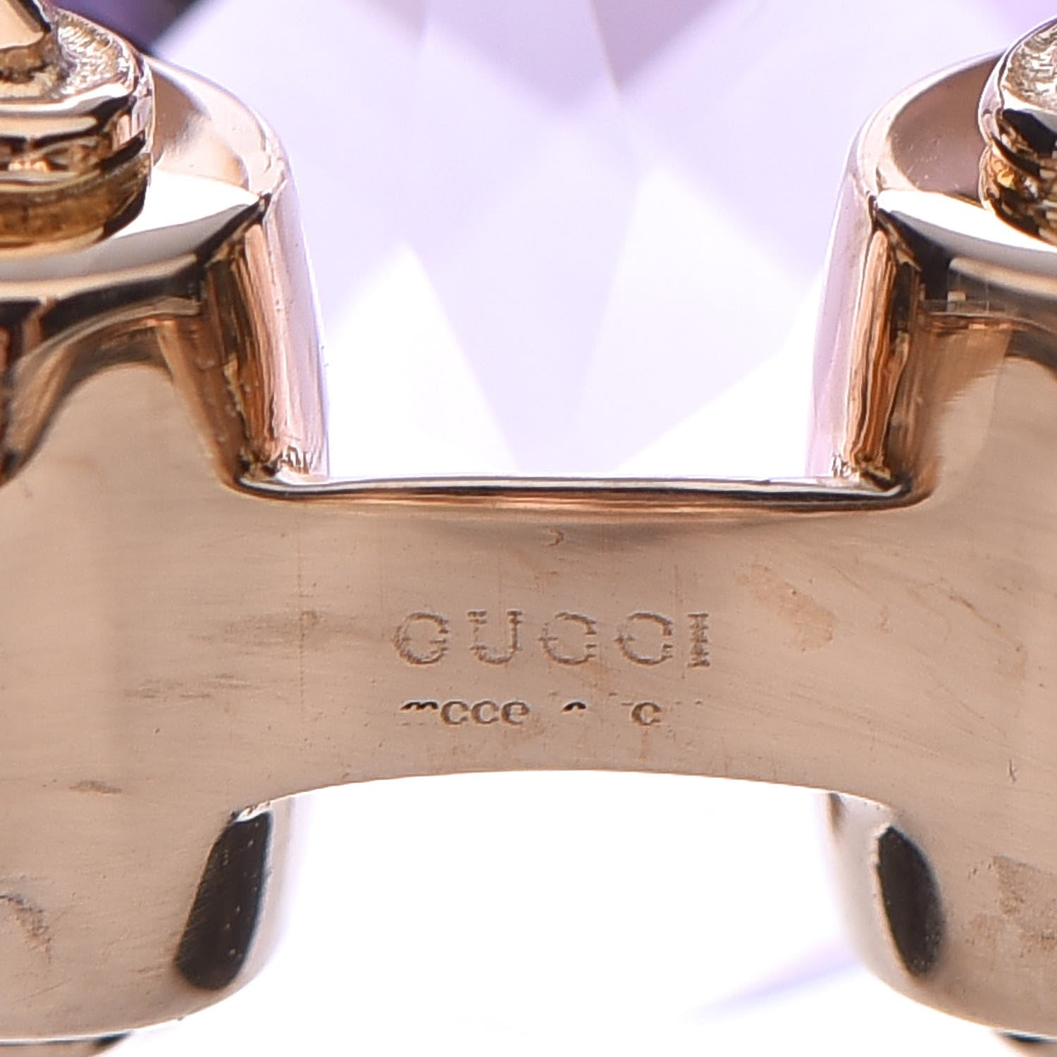 Gucci 18K Yellow Gold Amethyst Horsebit Cocktail Ring 54 6.75 5 of 7