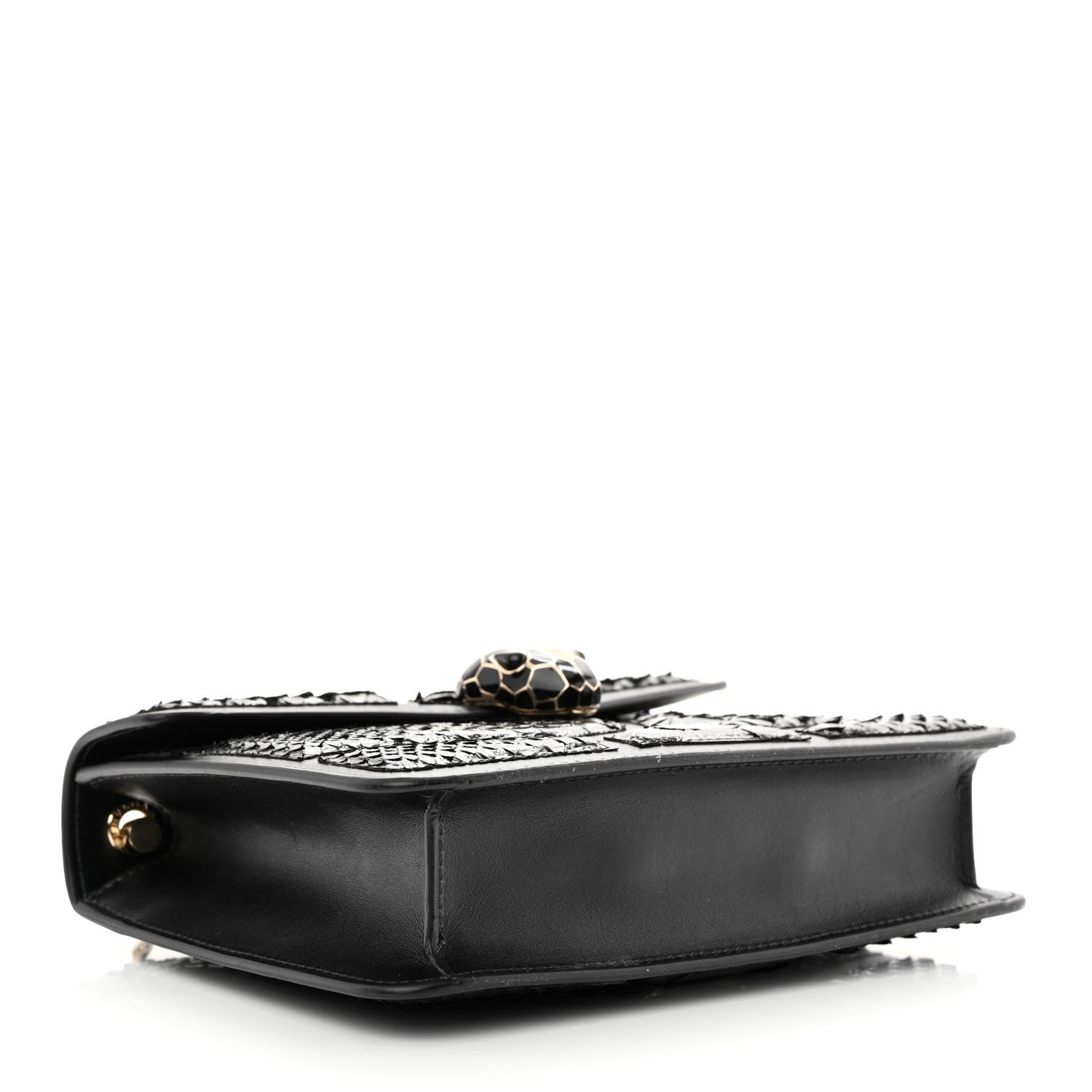 Bulgari Calfskin Snakeskin Serpenti Forever Crossbody Bag Black 5 of 12