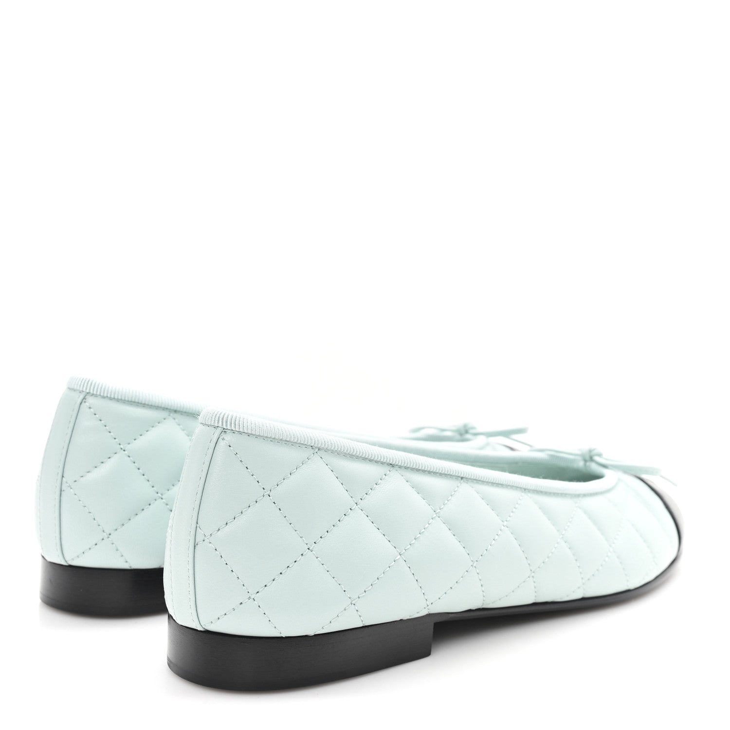 Chanel Lambskin Quilted CC Cap Toe Ballerina Flats 37.5 Light Blue Black 5 of 10
