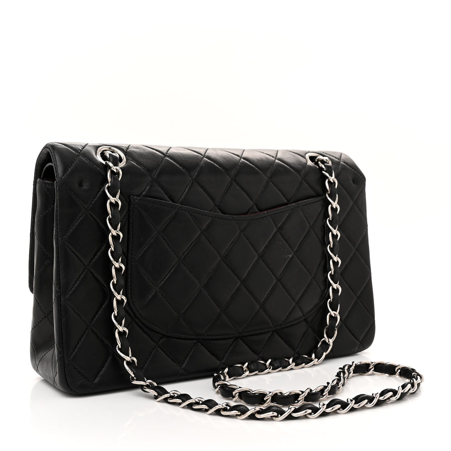 Lambskin Quilted Medium Double Flap Black