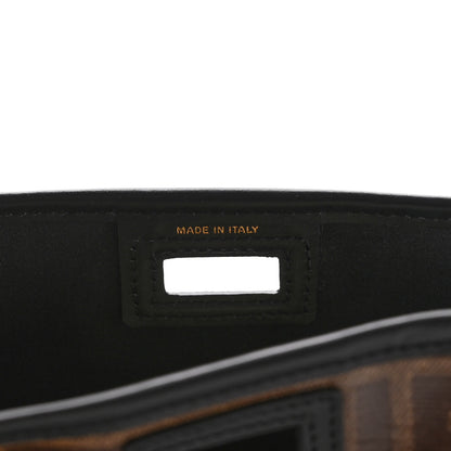Fendi Glazed Fabric Vitello Century FF 1974 Stamp Patch Mini Peekaboo Defender Cover Mogano Panna Black 8 of 10