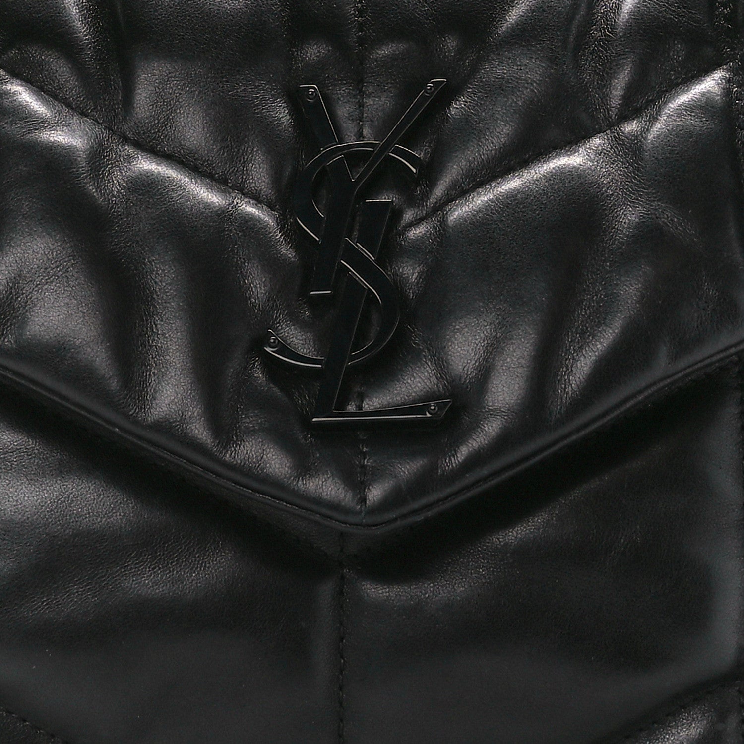 Saint Laurent Lambskin Quilted Monogram Monochrome Small Loulou Puffer Chain Satchel Black 9 of 15