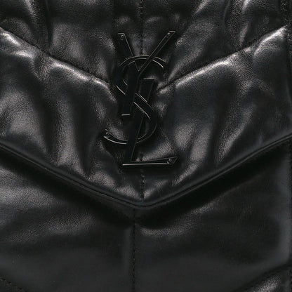 Saint Laurent Lambskin Quilted Monogram Monochrome Small Loulou Puffer Chain Satchel Black 9 of 15