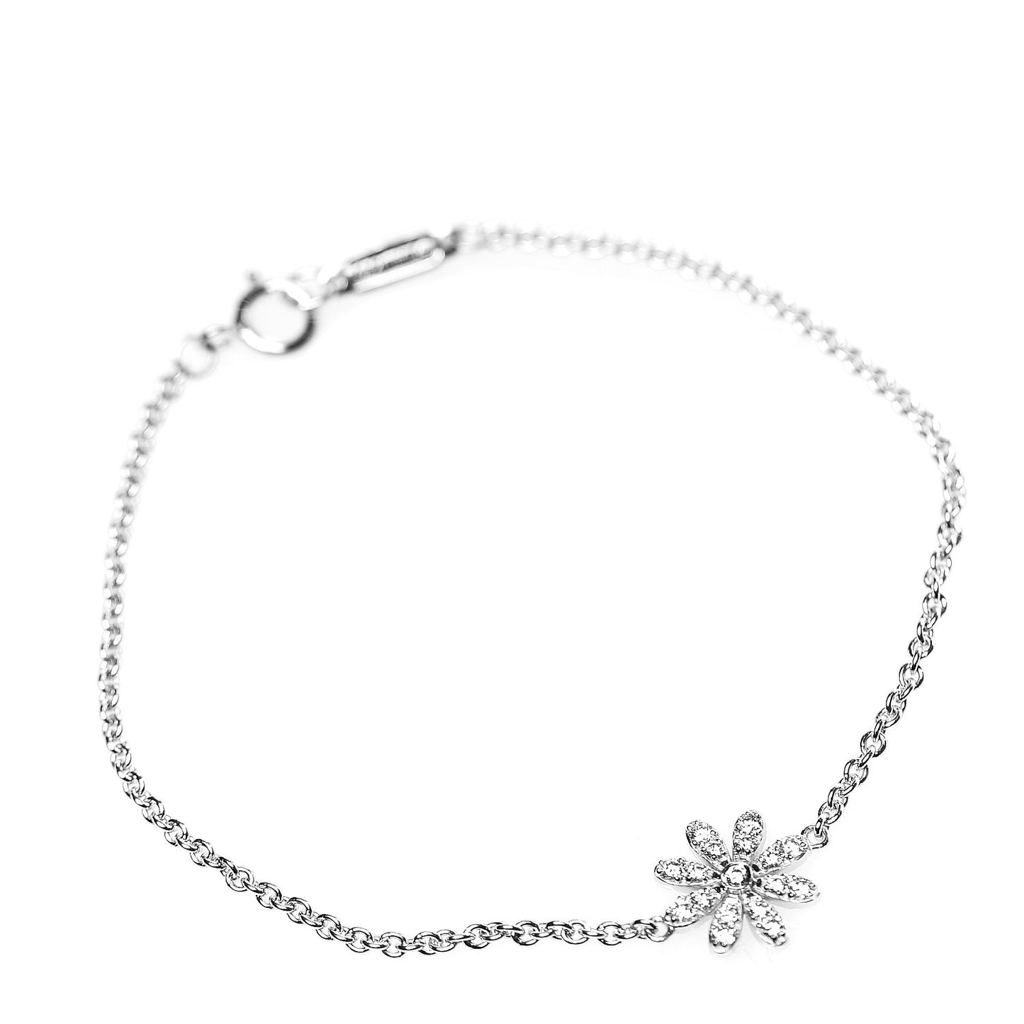 18K White Gold Diamond Daisy Bracelet