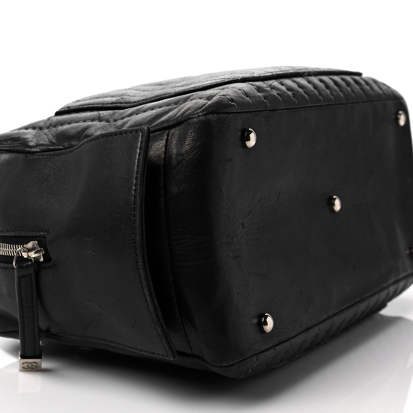 Lambskin Vertical Quilted Mademoiselle Satchel Black