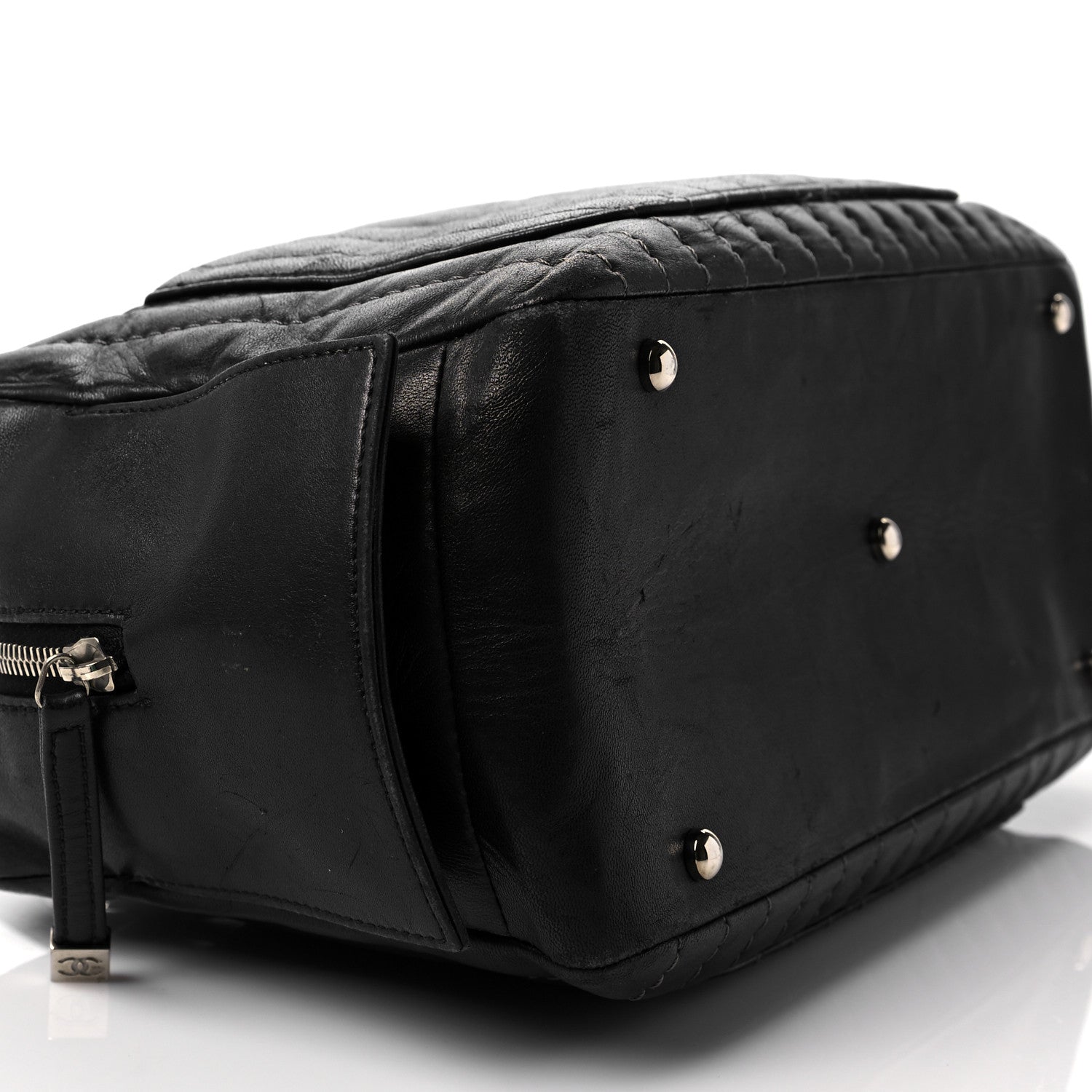 Chanel Lambskin Vertical Quilted Mademoiselle Satchel Black 8 of 13