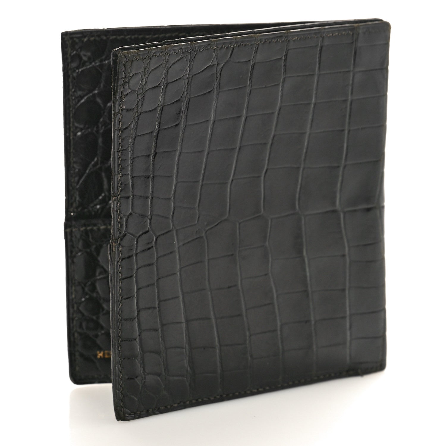 Hermes Alligator Bi-Fold Wallet Black 3 of 9