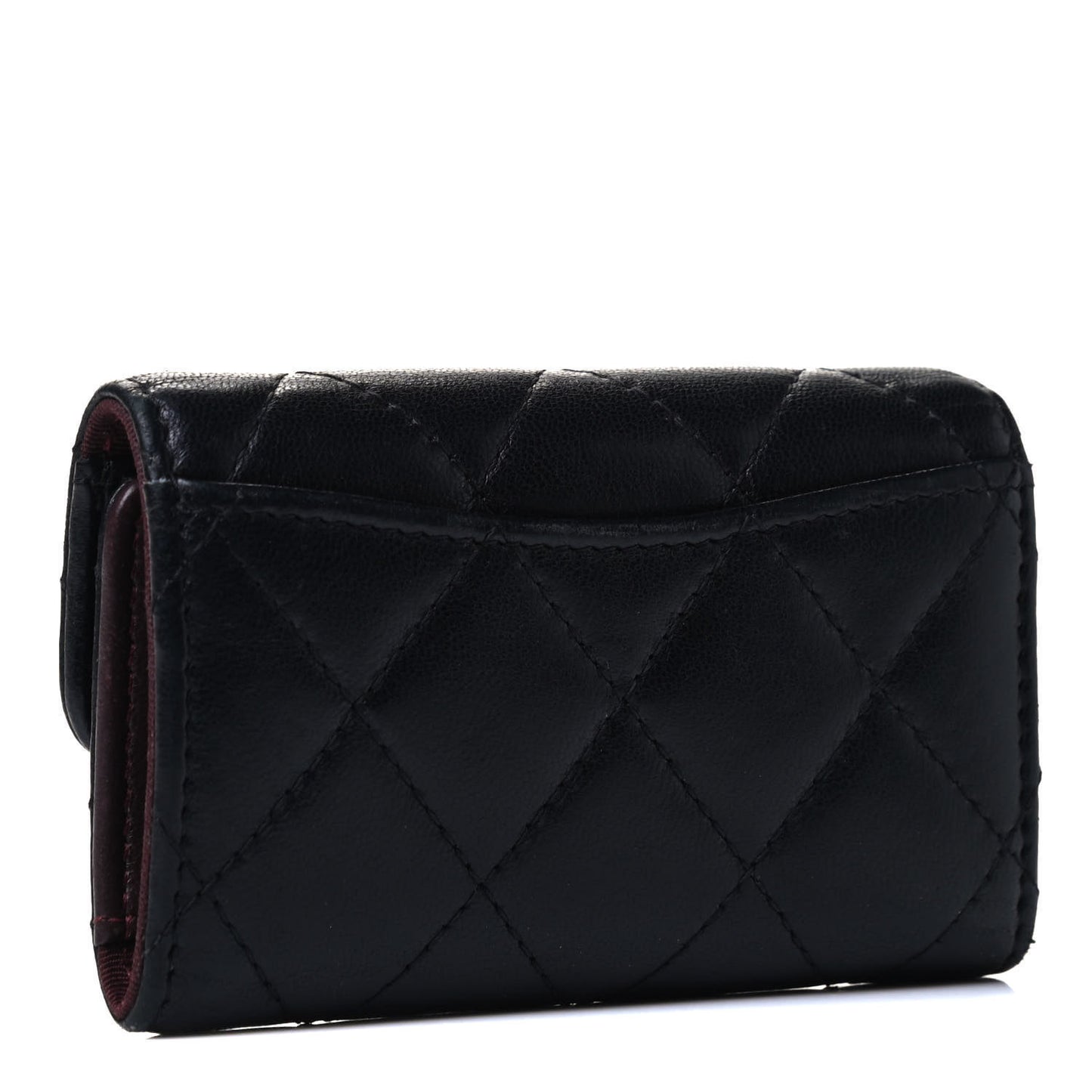 Lambskin Quilted 6 Key Holder Black