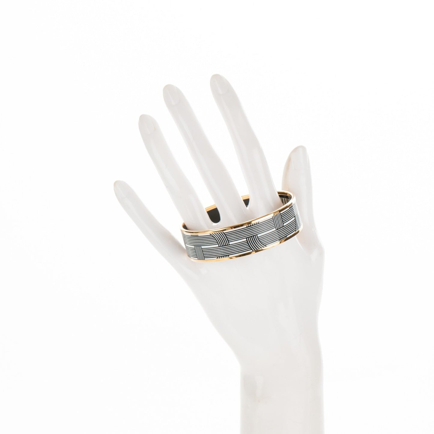 Enamel Printed Circuit 24 Faubourg Wide Bracelet 65 Blanc Noir