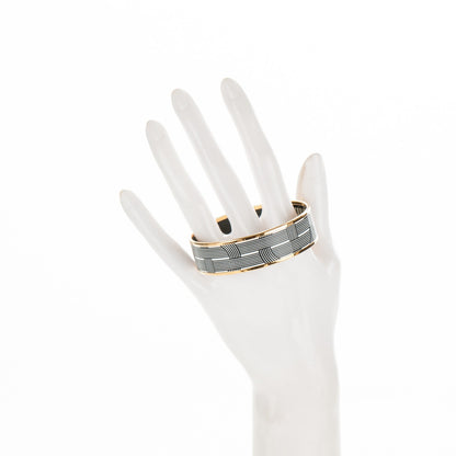 Hermes Enamel Printed Circuit 24 Faubourg Wide Bracelet 65 Blanc Noir 2 of 5