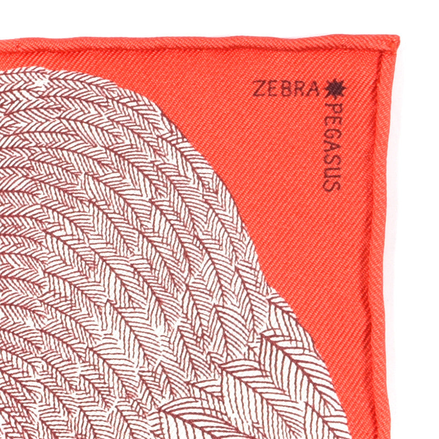 Silk Carre Zebra Pegasus Nano Scarf 20 Rouge Bordeaux Black
