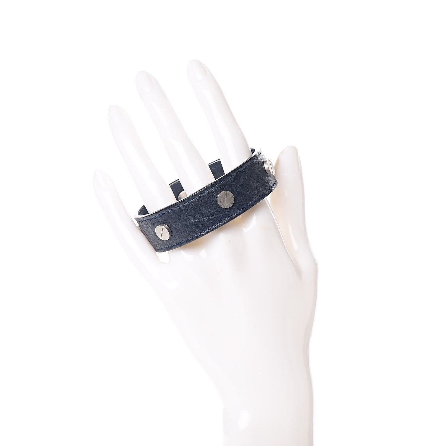 Agneau Silver Hardware Stud Bracelet Dark Bleu