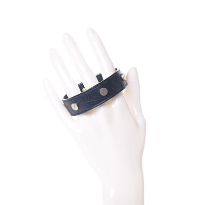 Balenciaga Agneau Silver Hardware Stud Bracelet Dark Bleu 2 of 4