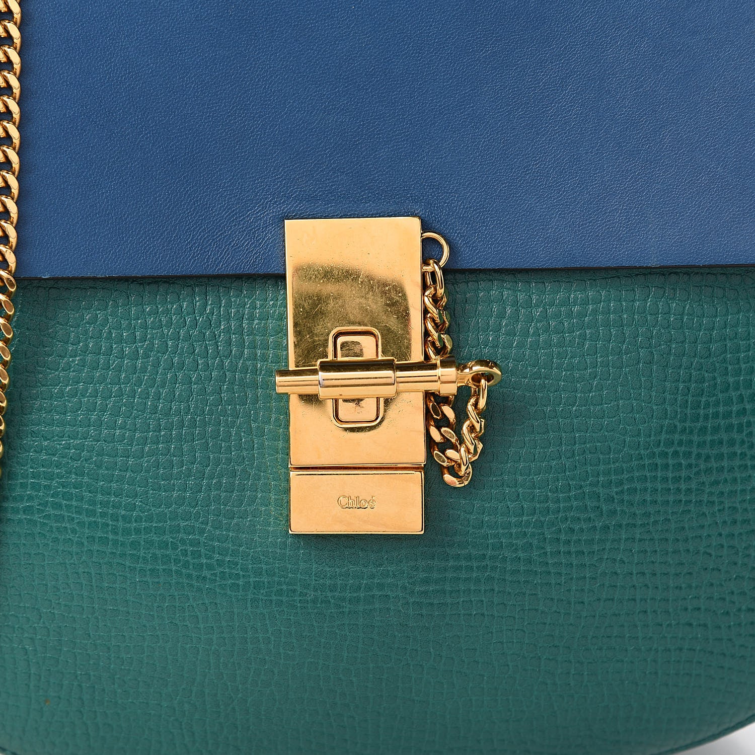 Chloe Grained Calfskin Lambskin Bi-Color Drew Shoulder Bag Stone Green 11 of 11