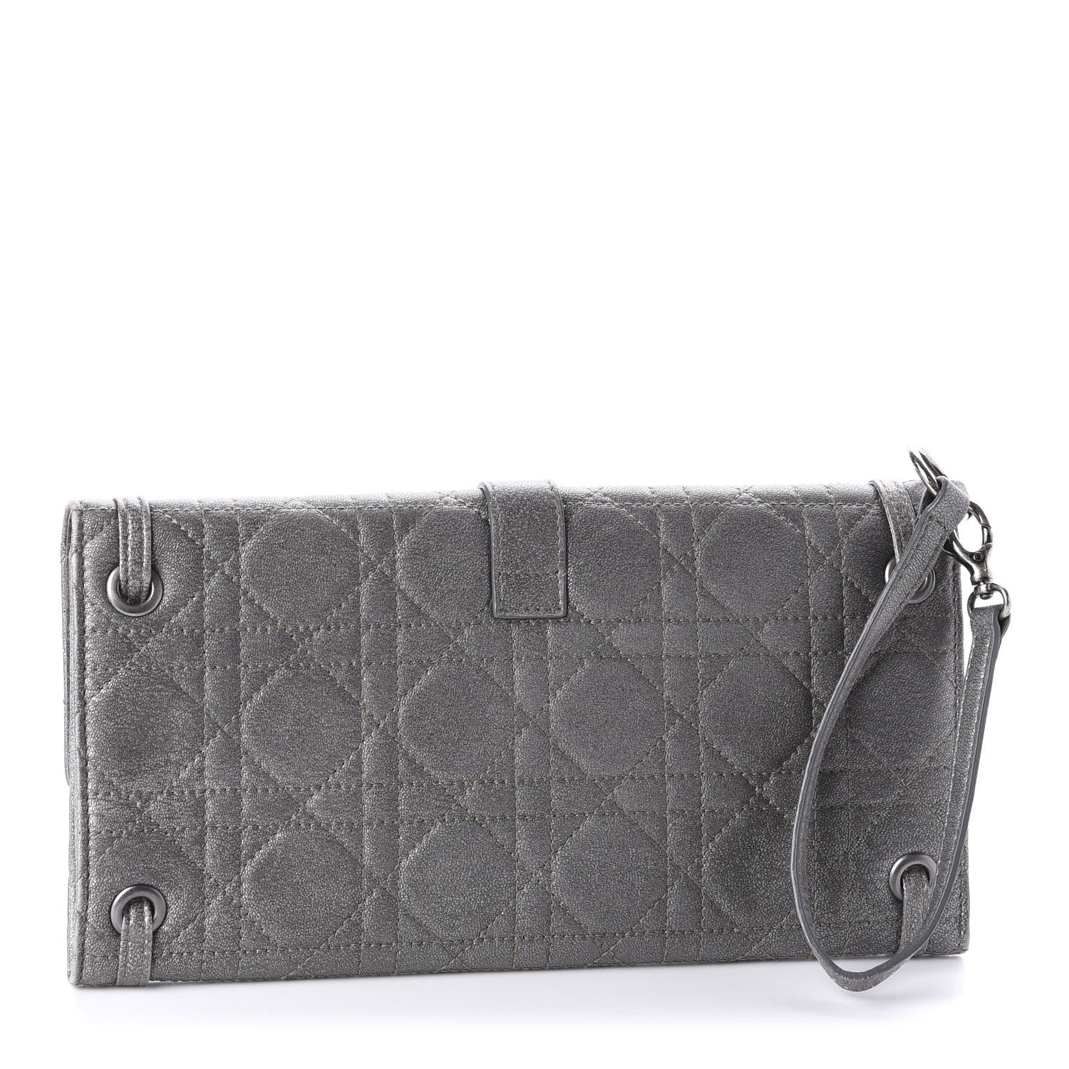 Christian Dior Metallic Grained Calfskin Cannage Clutch Wallet 2 of 10