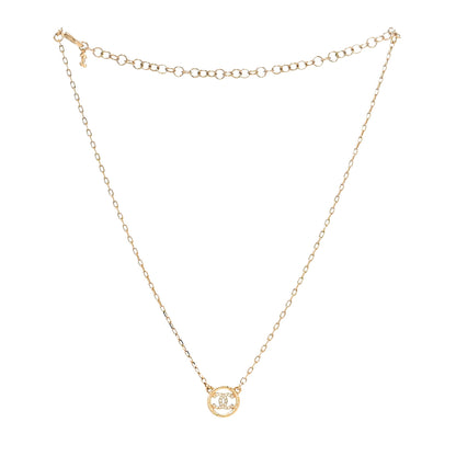 Chanel Crystal Metal CC Round Pendant Necklace Gold 3 of 5