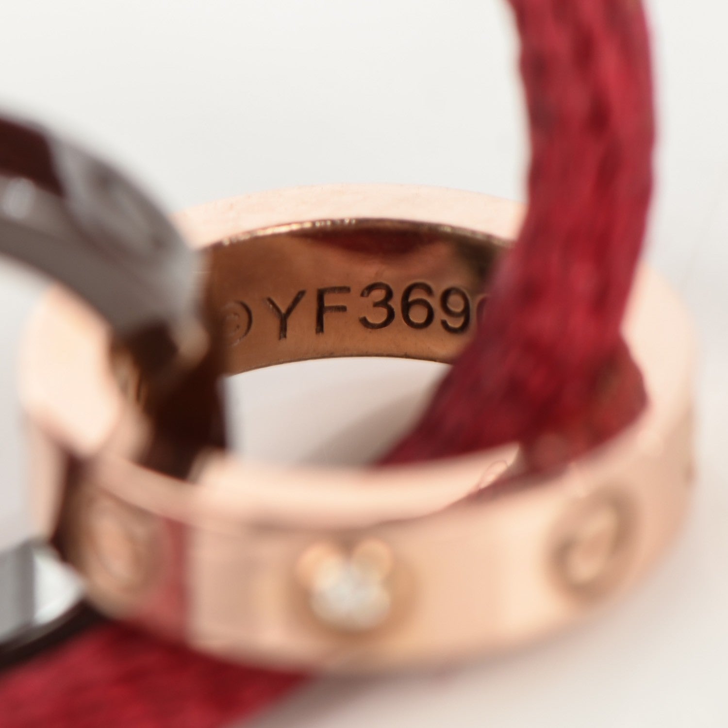 Cartier 18k Pink Gold Diamond Brown Ceramic Silk Adjustable Two Hoops Love Bracelet Red 9 of 10