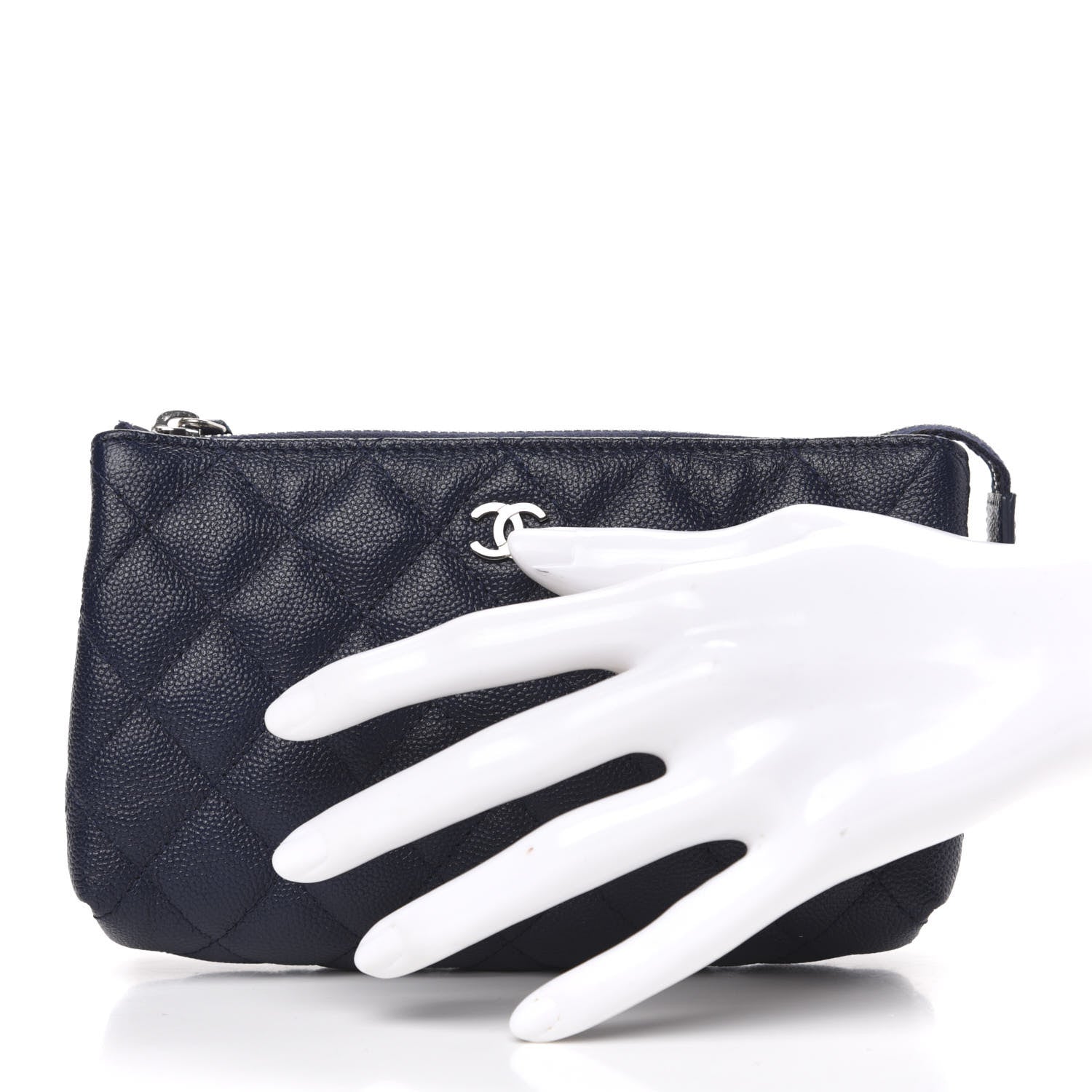 Chanel Caviar Quilted Cosmetic Case Navy 2 of 13